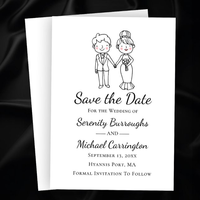 Cartoon Bride Groom  Wedding Save The Date Wedding Invitation (Creator Uploaded)