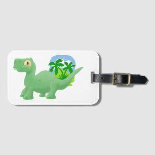 Cartoon Brontosaurus Luggage Tag
