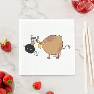 Cartoon Brown Cow Napkin