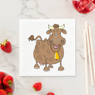 Cartoon Brown Cow Napkin