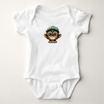 Cartoon Brown Cute and Fun Wide Eyed Baby Monkey