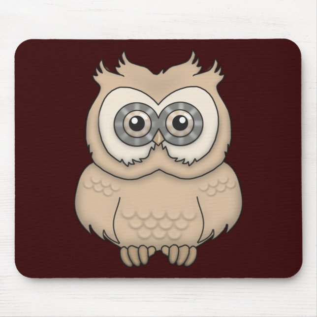 Cartoon Brown Owl Mouse Pad (Front)