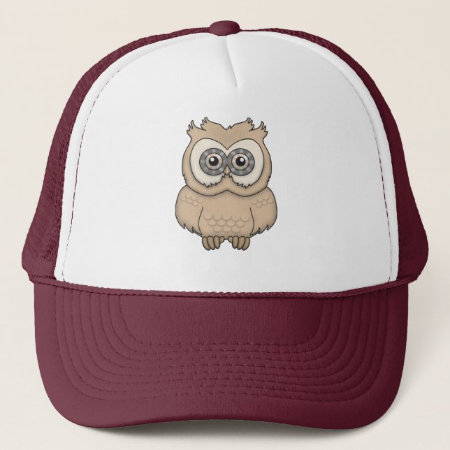 Cartoon Brown Owl Trucker Hat (Front)