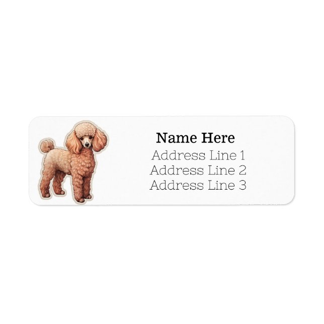 Cartoon Brown Poodle Puppy Dog Return Address Label (Front)
