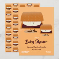 Cartoon Brown White S’more Character Baby Shower