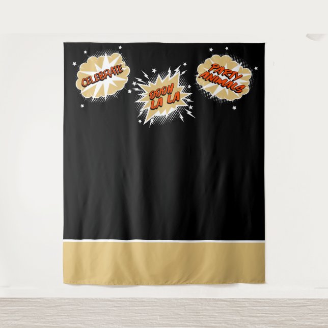 Cartoon Bubbles Quotes Wedding Photo Background Tapestry (Front)