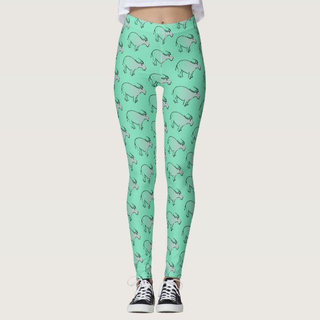 Cartoon Buffalo Chinese Ox Year Choose colour WL Leggings (Front)