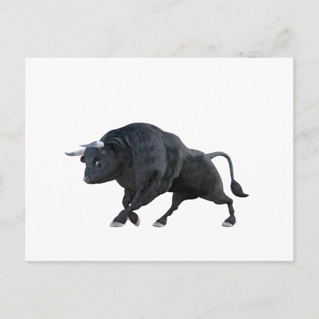 Cartoon Bull in Side Profile with Tail Down Postcard (Front)