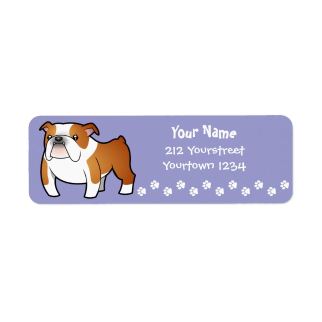 Cartoon Bulldog Return Address Label (Front)
