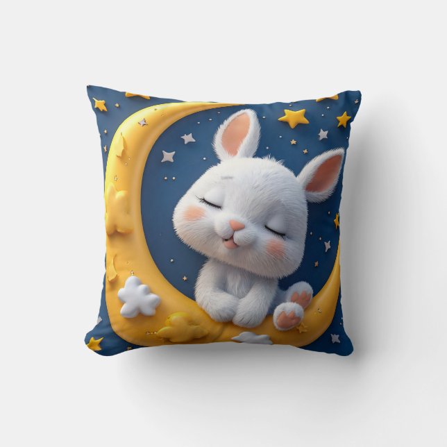 Cartoon bunny and moon cushion (Front)