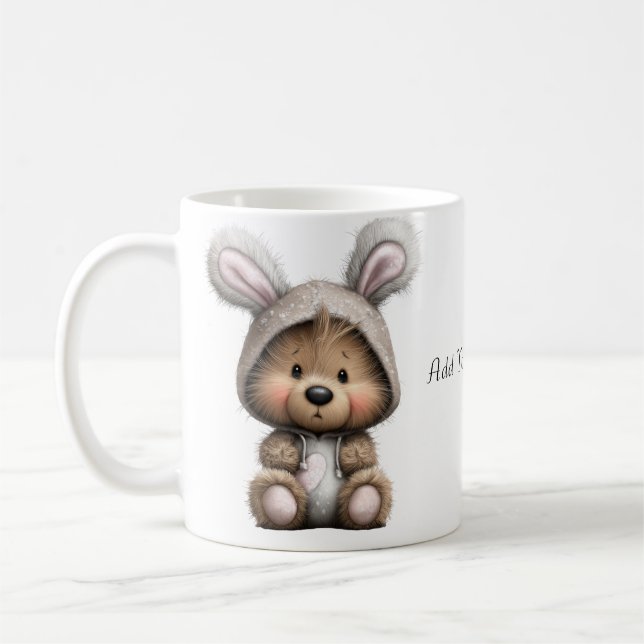 Cartoon Bunny Bear Ceramic Coffee Mug (Left)