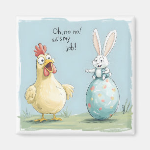 Cartoon Bunny Chick Egg Easter Fun Magnet