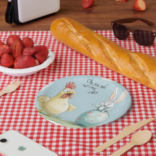 Cartoon Bunny Chick Egg Easter Fun Paper Plate