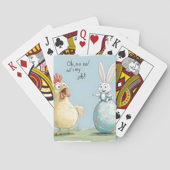 Cartoon Bunny Chick Egg Easter Fun Playing Cards (Back)