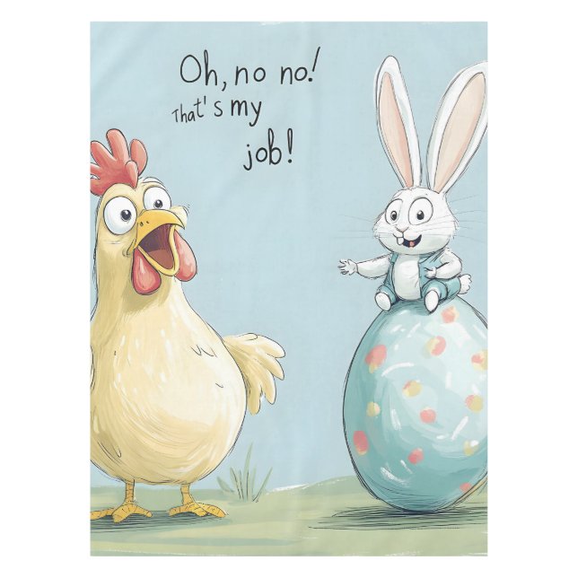 Cartoon Bunny Chick Egg Easter Fun Tablecloth (Front)