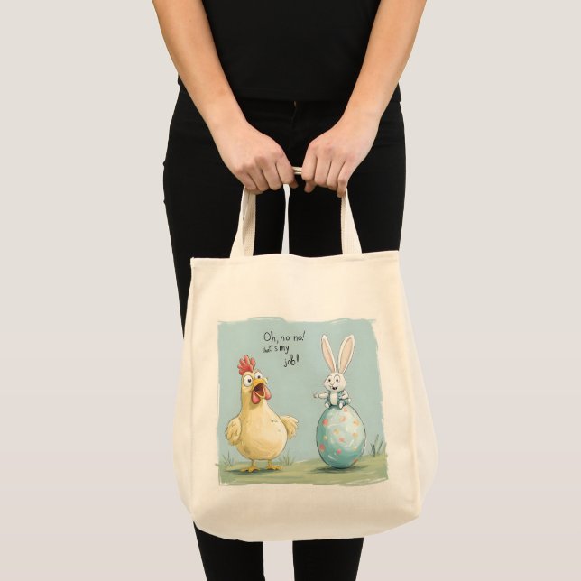 Cartoon Bunny Chick Egg Easter Fun Tote Bag (Front (Product))