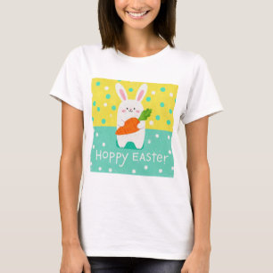 Cartoon bunny holding a carrot, polka dots T-Shirt