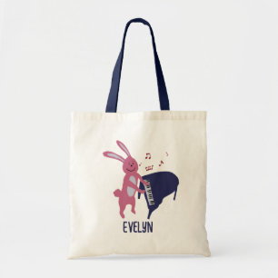 Cartoon Bunny Playing Piano Musical Personalised  Tote Bag