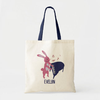 Cartoon Bunny Playing Piano Musical Personalized  Tote Bag