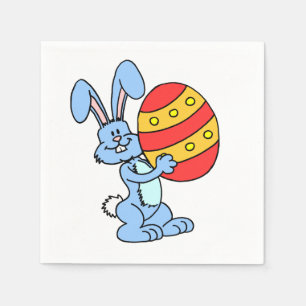 Cartoon Bunny With Colourful Easter Egg Napkin