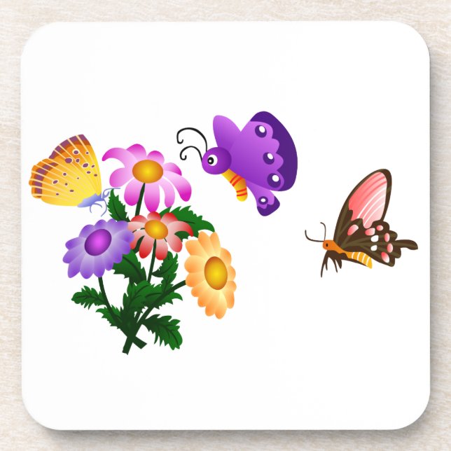 Cartoon Butterflies Coaster (Front)