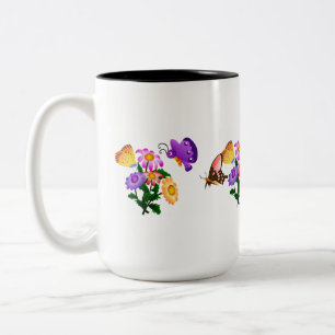 Cartoon Butterflies Two-Tone Coffee Mug