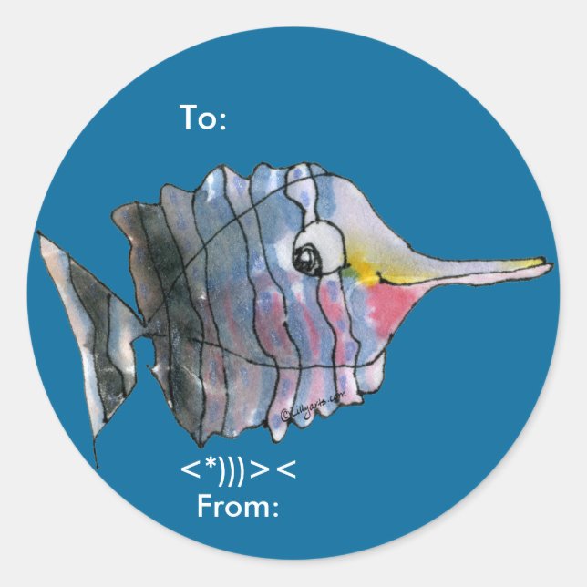 Cartoon Butterfly Fish Personalised Labels (Front)