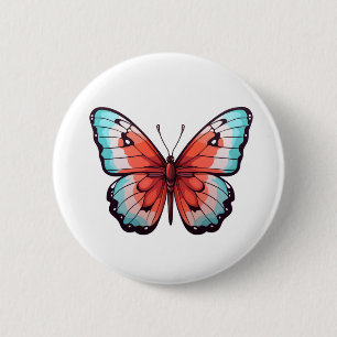 Cartoon butterfly illustration 6 cm round badge