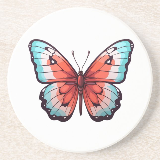 Cartoon butterfly illustration coaster (Front)