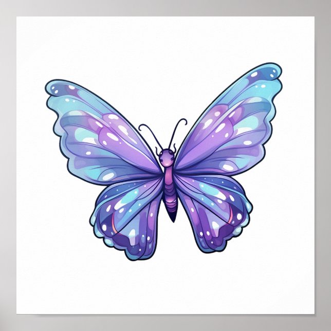 Cartoon butterfly illustration poster (Front)