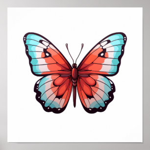 Cartoon butterfly illustration poster