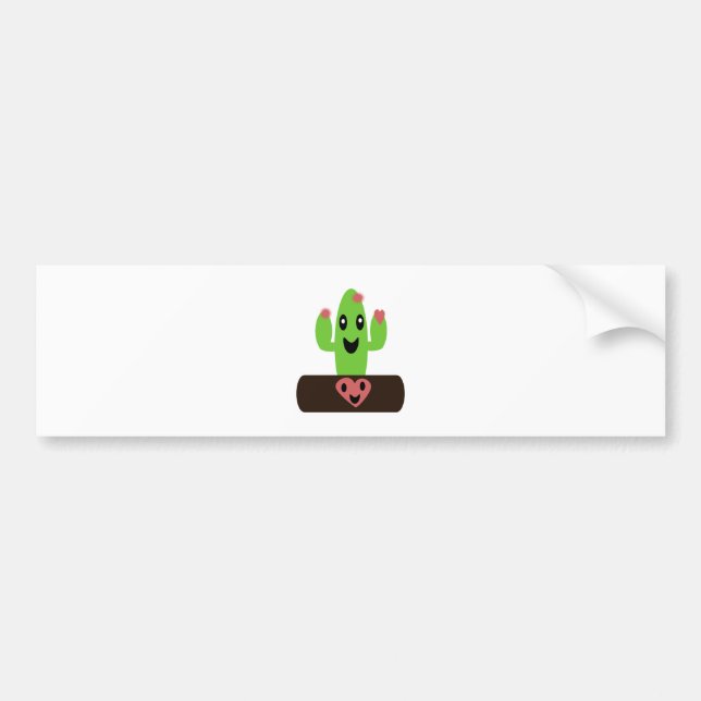 Cartoon Cactus Bumper Sticker (Front)