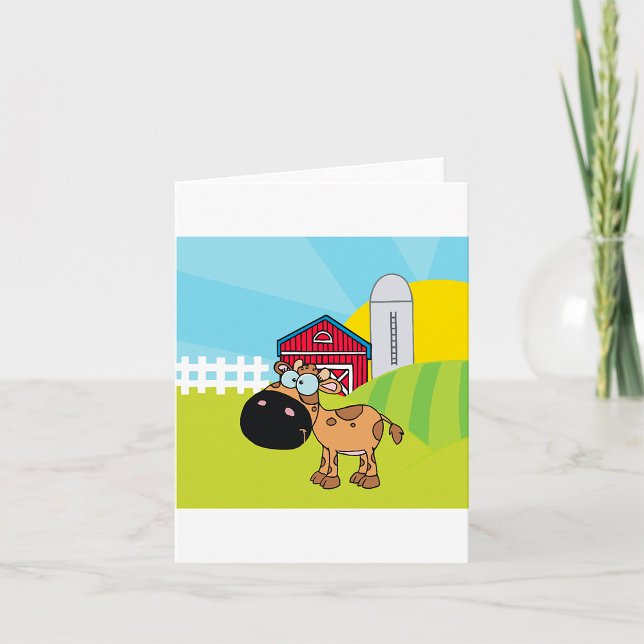 Cartoon Calf On A Farm Card (Creator Uploaded)