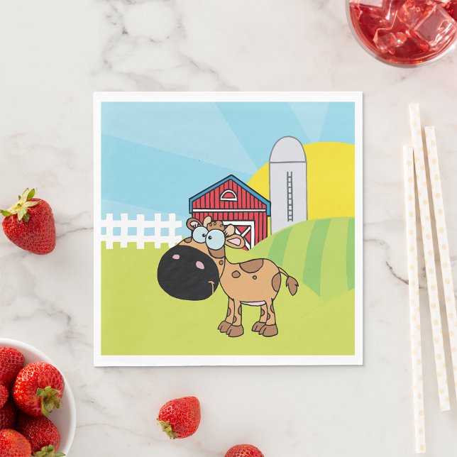 Cartoon Calf On A Farm Napkin (Creator Uploaded)