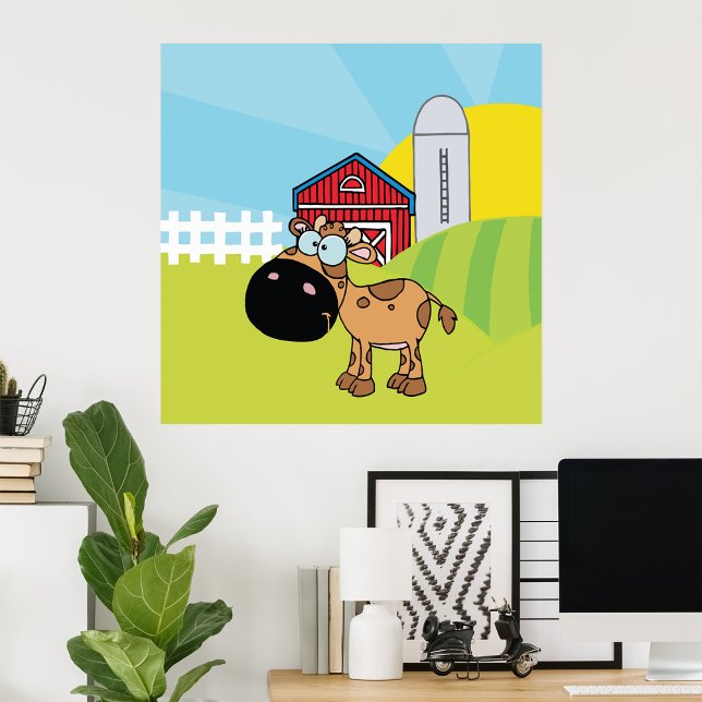 Cartoon Calf On A Farm Poster (Creator Uploaded)