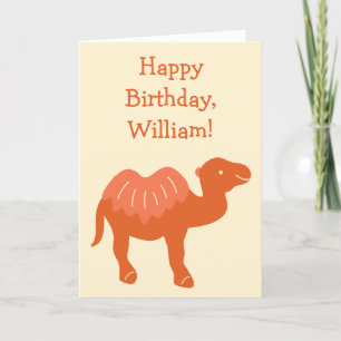 Cartoon Camel Orange Bactrian 2 Humps Personalised Card