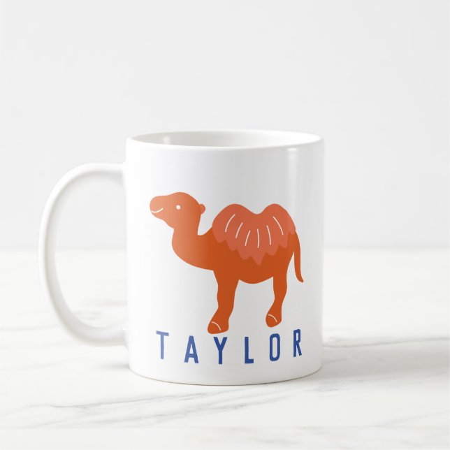 Cartoon Camel Orange Bactrian 2 Humps Personalised Coffee Mug (Left)