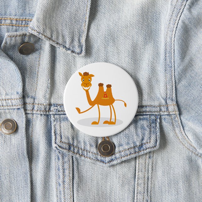 Cartoon Camel Smiling Desert Animal Character 7.5 Cm Round Badge (Creator Uploaded)