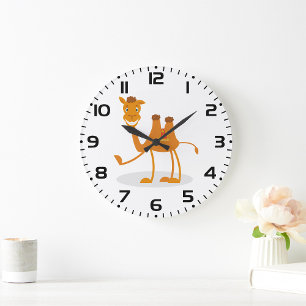 Cartoon Camel Smiling Desert Animal Character Large Clock