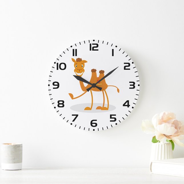 Cartoon Camel Smiling Desert Animal Character Large Clock (Creator Uploaded)
