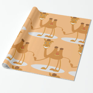 Cartoon Camel Smiling Desert Animal Character Wrapping Paper