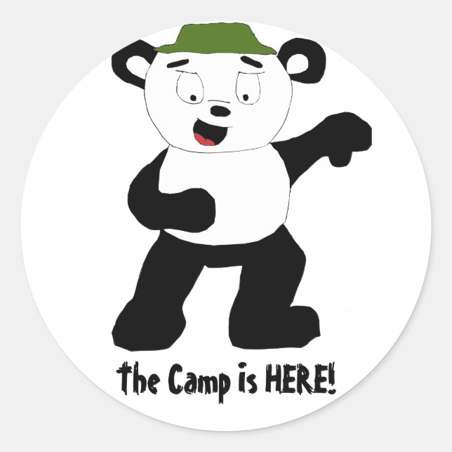 Cartoon Camp Panda Classic Round Sticker (Front)