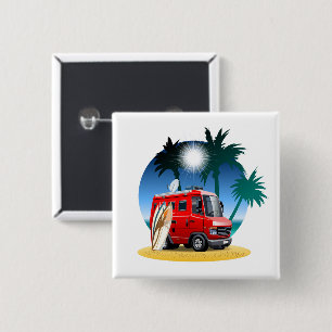 Cartoon Camper 15 Cm Square Badge