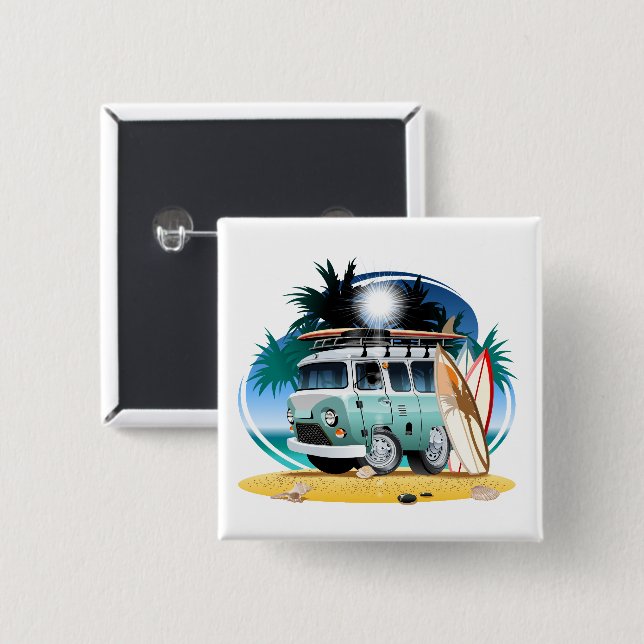 Cartoon Camper 15 Cm Square Badge (Front & Back)
