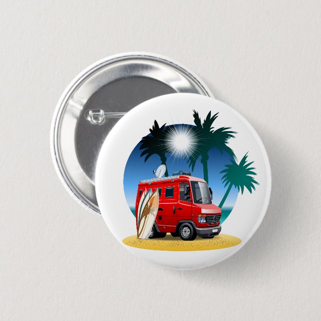 Cartoon Camper 6 Cm Round Badge (Front & Back)