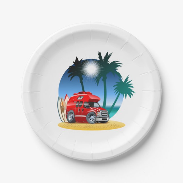 Cartoon Camper Paper Plate (Front)