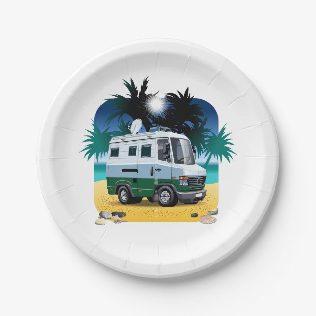 Cartoon Camper Paper Plate (Front)