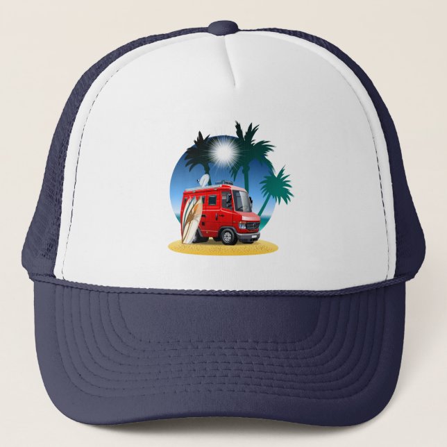 Cartoon Camper Trucker Hat (Front)