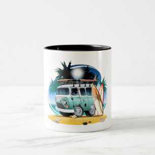 Cartoon Camper Two-Tone Coffee Mug