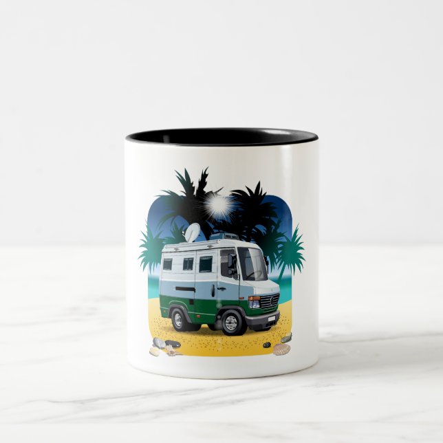 Cartoon Camper Two-Tone Coffee Mug (Center)